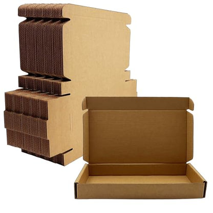 8x4x1 inch Small Shipping Boxes 50 Pack, Brown Corrugated Cardboard Mailers - size: 8x4x1 inch