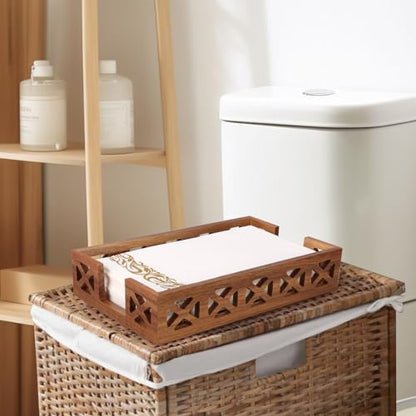 Acacia Wood Napkin Holder for Bathroom Guest Towel Holder for Dining Table