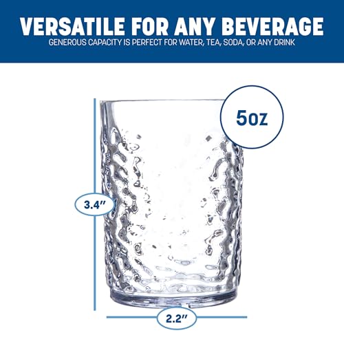 Carlisle FoodService Products Pebble Optic Pebble Tumbler Plastic Tumbler for Restaurants, Catering, Kitchens, Plastic, 5 Ounces, Clear, (Pack of 24)
