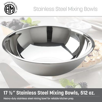American METALCRAFT, Inc. SSB1600 Mixing Bowl, Stainless Steel, 16 Quarts, 17-1/2' Dia. - size: 16 Quarts, style: Standard