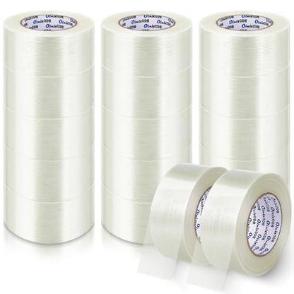 Oleitodh 16 Rolls Strapping Tape 2 Inch x 60 Yards 5.5 Mil Filament Tape - size: 2in x 60Yds