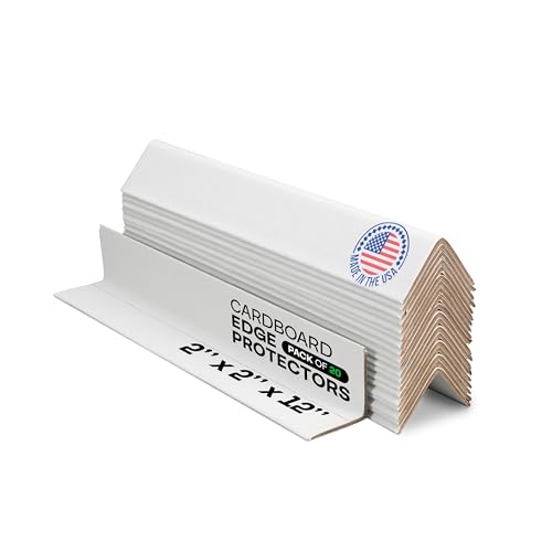 IDL Packaging 2” x 2” x 12” Cardboard Edge Protector (Pack of 20) - Corner Protectors for Shipping, Storage, & Moving – Reinforced Corner Guard Protection for Pallets, Wall Corners, & Furniture - color: White, size: 12" Length