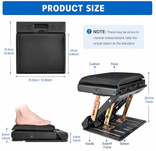 Under Desk Footrest, 4-Level Height Adjustable 12Modes Foldable Footrest - color: Black