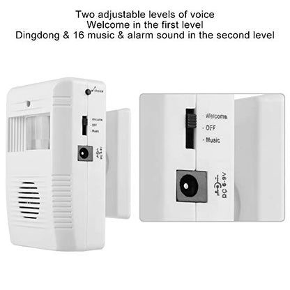 16 Music IR Motion Welcome Door Bell with Adjustable Sensor and Loud Speaker for Home and Business Use