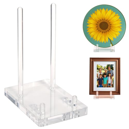 Acrylic Plate Stand for Display, Adjustable Clear Acrylic Plate Holder Picture Easel Stand, Book Stand and Display Holder for 6-14 Inch Decorative Plate, Record, Plaque, Photo, Platter, Tabletop Art