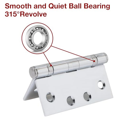 TDCHINGES Heavy Duty Door Hinges 4.5 Inch x 4 1/2" Polished Chrome Square - color: Polished Chrome, size: 3 Pack-BB