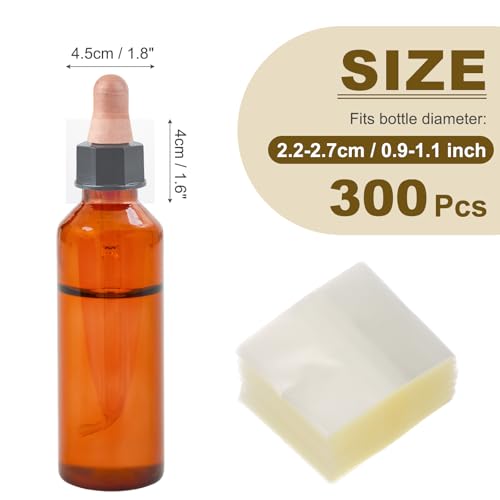 PATIKIL Shrink Wrap Bands 1.8"x1.6"/45x40mm 300pcs PVC Clear Bottle Seals - size: 1.8 x 1.6 Inch
