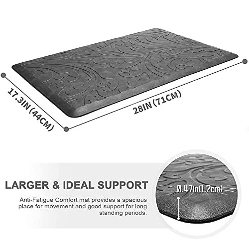 KMAT 2PCS Kitchen Mat Cushioned Anti-Fatigue Comfort Standing Mat Rug - color: Grey, size: 1'5" x 2'4"+1'5" x 2'4" (Rectangular)