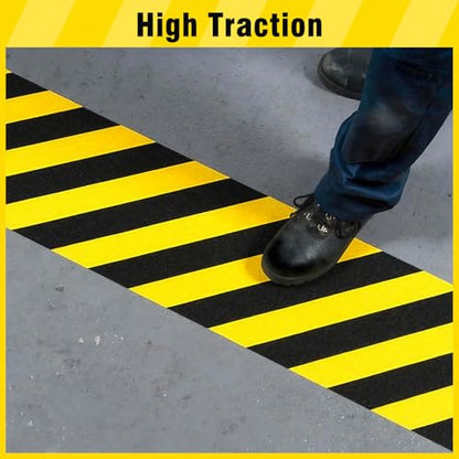 S&X Anti Slip Tape 6in x 33ft Grip Tape for Stairs & Ramps, Black/Yellow - color: Black/Yellow, size: 6" X 33'