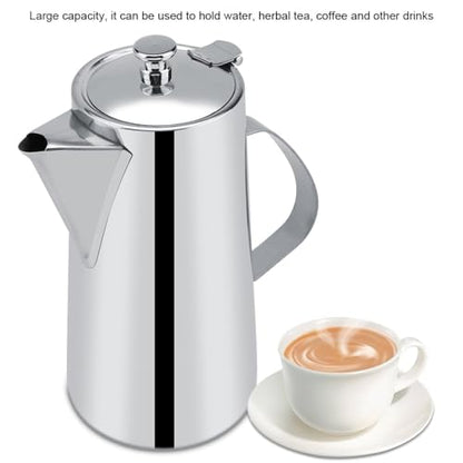 2L Capacity Stainless Steel Teapot with Ergonomic Handle Short Nozzle Pitcher Water Kettle for Home, Restaurant, Coffee(short nozzle) - style: short nozzle