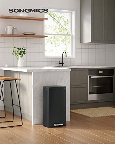 SONGMICS 8 Gallon (30 L) Trash Can, Stainless Steel, Step-On Pedal - color: Black, size: 8 Gal.
