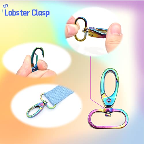 Rainbow Swivel Hook Claw Clasp - 25mm Slide Strap Buckle D Ring Adjuster Buckle for Dog Collar Backpack Purse Hardware - color: Rainbow