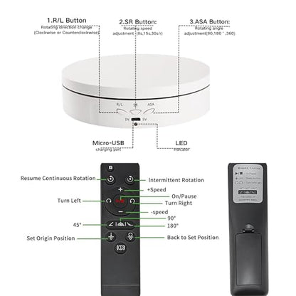 JAYEGT Motorized Rotating Display Stand, 5.74inch /22lbs Load, 360 Degree Electronic Turntable Display Stand for Photography Products Shows , Jewelry, with 5 Colors Backgrounds(White/Remote Control ) - color: White