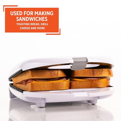 IMUSA 2 Slot Electric Sandwich Maker for Breakfast Nonstick, White - size: 2 Slot, style: Sandwich