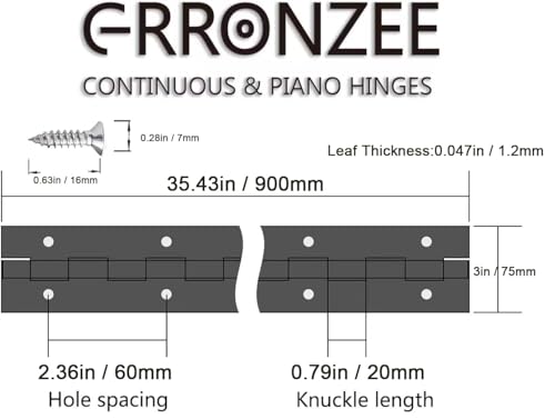 2 PCS Piano Hinge 36 Inch x 3 Inch Heavy Duty Stainless Steel Piano Hinge - color: Silver, size: 36" Long x 3" Overall Width