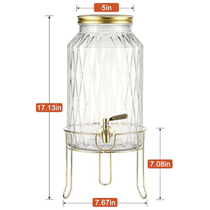 1.5 Gallon Drink Dispenser with Stand and Spigot for Parties - size: 1.5 Gallon With Stand Gold
