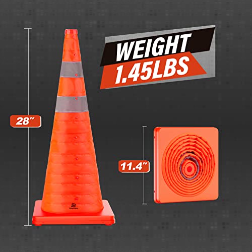 RoadHero 28 Inch 2 Pack Collapsible Traffic Safety Cones with Bag,Orange - size: 28 Inch