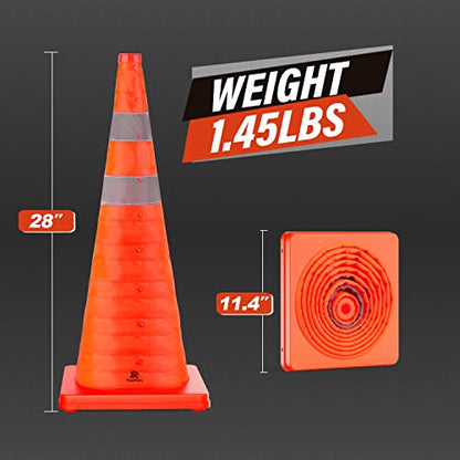 RoadHero 28 Inch 2 Pack Collapsible Traffic Safety Cones with Bag,Orange - size: 28 Inch