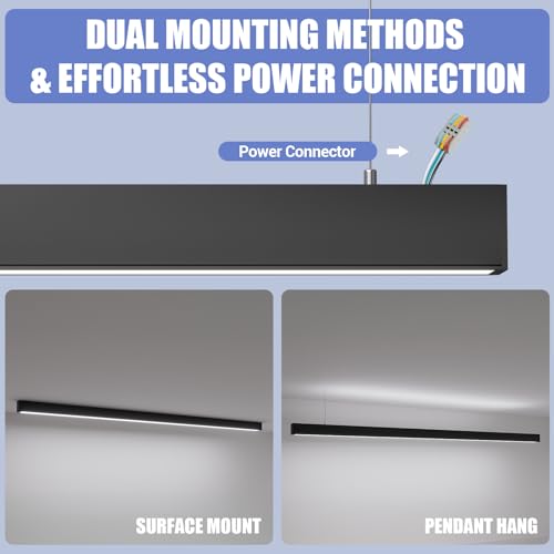 8FT LED Linear Light,100/90/80/70/60W Up and Down Light, 3/4/5000K CCT,ETL - color: Black, size: 8FT2P
