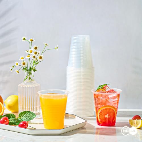 Turbo Bee 12oz Plastic Cups 300 Pack，Disposable Clear Drinking Cups for Home, School, Office & Events，Transparent Tumblers for Drinks, Samples & Commercial Use - size: 12oz