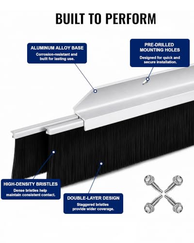 4 Pack Garage Door Side Seal, 45° Double-Row Brush Sweep, 13.1 FT
