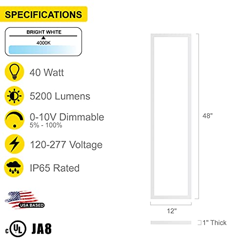 NUWATT 1x4 Panel LED Drop Ceiling Lights, 4000K Cool White, ETL, DLC, 4PK