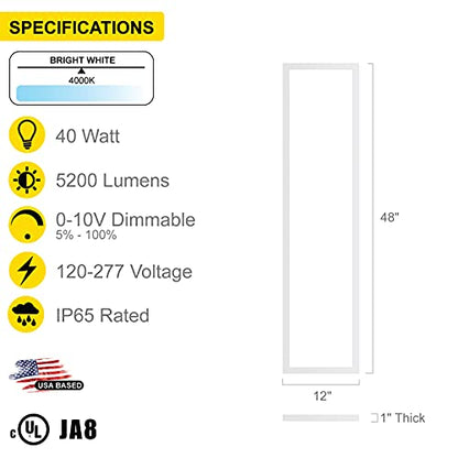 NUWATT 1x4 Panel LED Drop Ceiling Lights, 4000K Cool White, ETL, DLC, 4PK