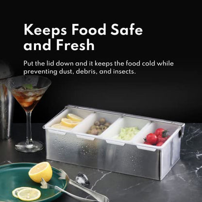 New Star Foodservice 48025 Stainless Steel Condiment Dispenser with 4 Compartments (NO ICE Tray Included) - size: 4 Compartments