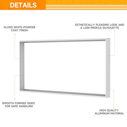 2x4FT Surface Mount Kit for LED Flat Panel Light, 3.15" Width, 2Pack - size: 2x4FT-2Pack