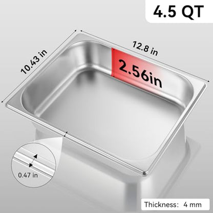GOLDEN KEY Steam Table Pans Half Size, 6 Pack 1/2 Half Size Hotel Pans 2.5 Inch Deep,Stainless Steel Hotel Pan for Restaurant Chafing Dishes Commercial Buffet Warmer Catering Supplies - color: 1/2, size: 2-1/2" Deep