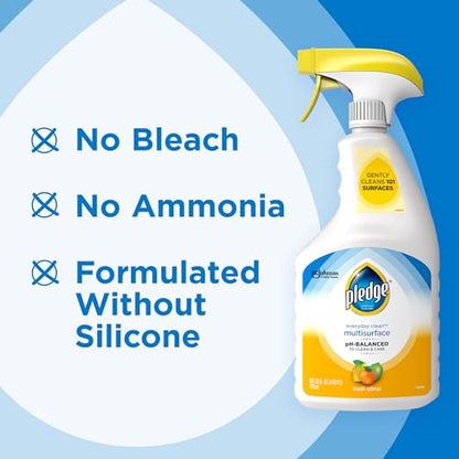 Pledge pH-Balanced Multisurface Cleaner Spray for Everyday Care, Fresh Citrus Scent, 25oz (Pack of 3) - size: 25 Ounce (Pack of 3)