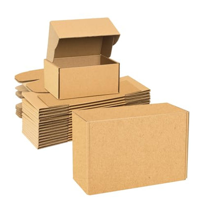 Shipping Boxes 6x4x3 inches Set of 25, Small Mailing Boxes Brown Cardboard Corrugated Mailer Boxes for Mailing Small Business Packing Gifts - size: 6 x 4 x 3 in