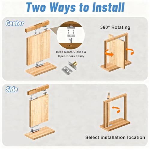 Pivot Hinge Heavy Duty mupy Door Hardware kit for Max 200Lb Wood Doors Hidden Door Hinge for Secret Doors360 Degree Rotation,Pivot Doorss Hardwares,Invisible Pivots Hardware for Bookshelf