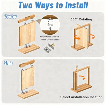 Pivot Hinge Heavy Duty mupy Door Hardware kit for Max 200Lb Wood Doors Hidden Door Hinge for Secret Doors360 Degree Rotation,Pivot Doorss Hardwares,Invisible Pivots Hardware for Bookshelf
