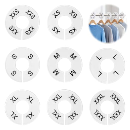 8Pcs White Closet Divider Round Clothing Rack Size Dividers