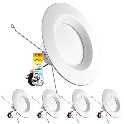 LUXRITE 5/6 Inch LED Recessed Retrofit Downlight, 14W=90W, 1100 LM (4 Pack) - size: 4 Count (Pack of 1)