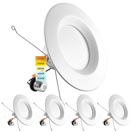 LUXRITE 5/6 Inch LED Recessed Retrofit Downlight, 14W=90W, 1100 LM (4 Pack) - size: 4 Count (Pack of 1)