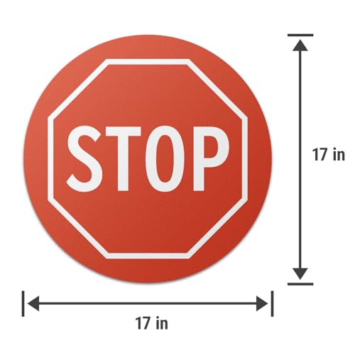 17" x 17" Round Red "STOP" Sign Floor and Wall Sticker for No Entry, Warehouses, Restricted Areas, Traffic, Parking Lots - 1 Pack - color: STOP, size: 1 Pack