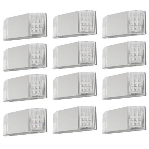 Spectsun 12 Packs Hardwired Emergency Exit Light Fixtures for Business, with Battery Backup, Two Head Adjustable LED Emergency Lighting, UL 924 Certified，AC 120/277V. - size: 12 Pack