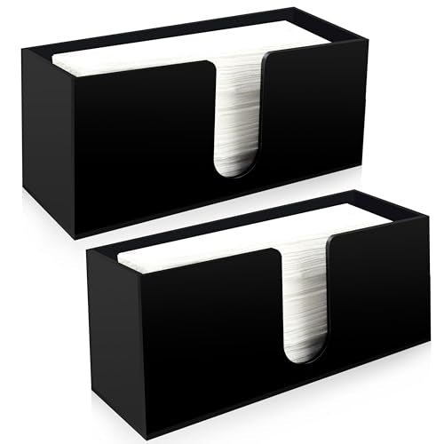 Paper Towel Holder for Countertop, 2 Pack Black Acrylic Napkin Dispenser