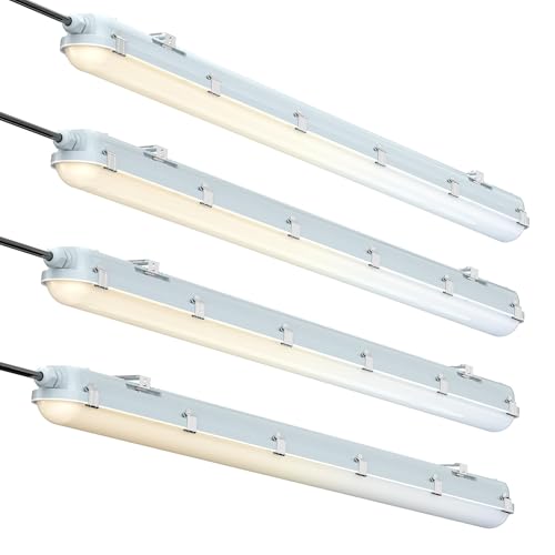 4FT Vapor Tight LED Fixture, 60W/50W/40W/30W 7800LM LED Vapor Proof Light Fixture 6000K/5000K/4000K/3500K/3000K,100-277V, ETL Listed, IP65 Waterproof Shop Lights for Garage, Warehouse, Workshop, 4Pack - size: 4FT-4PACK
