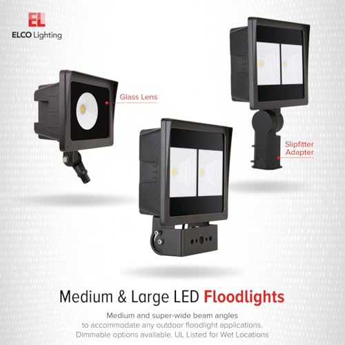 ELCO Lighting EFL70L50WF Wide Large Floodlight, 11" Height, 13" Length, 5.5" Width, 120V, 70W, Bronze