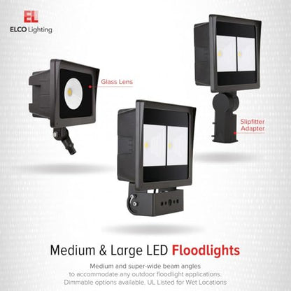 ELCO Lighting EFL70L50WF Wide Large Floodlight, 11" Height, 13" Length, 5.5" Width, 120V, 70W, Bronze