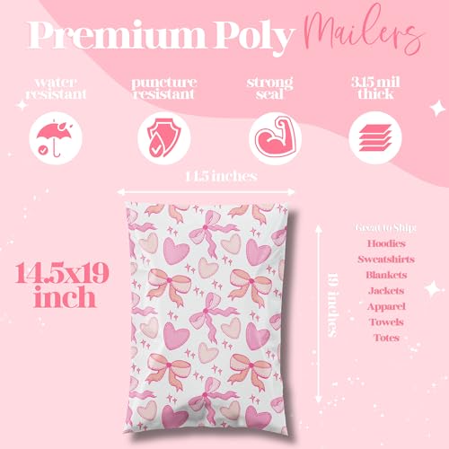 Pretty Package Store Poly Mailer 14.5x19, Coquette, 100 Pack - color: Coquette, size: 14.5x19