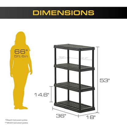 CENTREX 4-Tier Heavy Duty Plastic Storage Shelves for Garage, Black - style: 4-Tier (1 Pack)