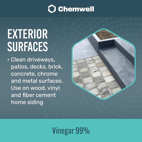 Chemwell 99% Vinegar (32 fl oz) - General Purpose All-Natural Multi-Surface Cleaner for Home, Patio & Commercial - High Performance, Powerful Concentrated Acetic Acid - Made in USA - color: 99% - 32 fl oz