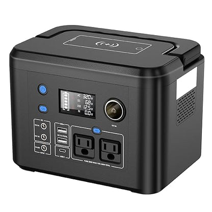 350W Portable Power Station, 260Wh Lithium Solar Generator for Camping - color: Black