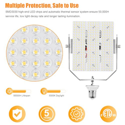 12 Pack LED Retrofit Kit for Parking Lot Light, 240W 34800LM 200-480V ETL Commercial LED Shoebox Light, 5000K E39 Mogul Base LED Shoebox Retrofit Kit for Outdoor Flood Light, Tennis Court