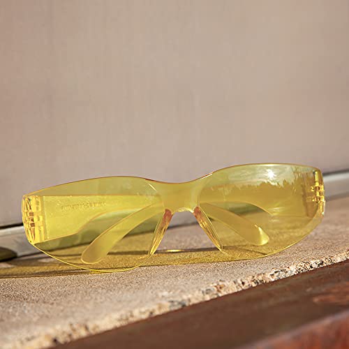 BISON LIFE Yellow Safety Glasses for Men & Women, ANSI Z87.1, 12 Pack - color: Yellow/Yellow