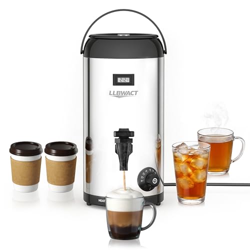 12L Electric Beverage Dispenser - Smart Temperature Control Heated Drink Container for Coffee,Hot Chocolate,Tea & Party Drinks,Large Capacity Office & Home Warmer with Safety Auto-Off - color: Silver